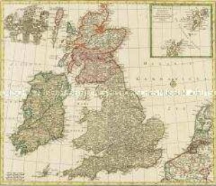 Nova Totius Angliae Scotiae Et Hiberniae. Mit einer Nebenkarte: Orcades Insulae borealiores