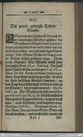 XLIV. Die zuvor gewuste Todes-Stunde
