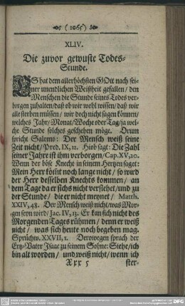 XLIV. Die zuvor gewuste Todes-Stunde