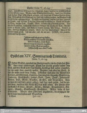 Epistel am XIV. Sonntage nach Trinitatis, Galat. V, 16-24