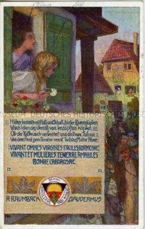 Postkarte des Deutschen Schulvereins Nr.235, mit Gedichtillustration und Versen