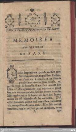 Memoires D' Un Officier De Saxe