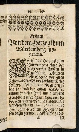 1-71, Erstlich Von dem Herzogthum Württemberg insgemein