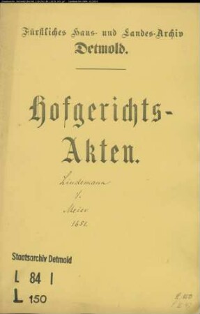 Lindemann, Bernd gegen Arnold Meiers Erben - Schuldforderung