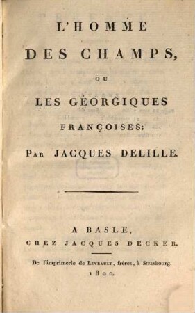 L' Homme Des Champs, Ou Les Géorgiques Françoises