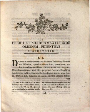 Specimen med. inaug. de ferro et nonnullis inde originem petentibus medicamentis