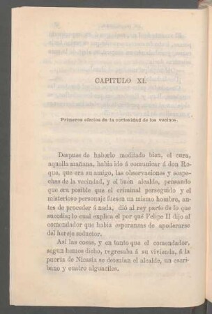Capítulo XI. - Primeros efectos de la curiosidad de los vecinos.