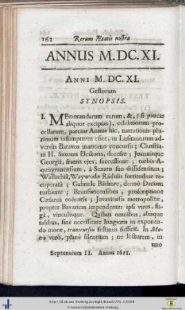 Gestorum Synopsis.