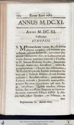 Gestorum Synopsis.