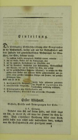 Erster Abschnitt. Gestalt, Größe und Bewegungen der Erde