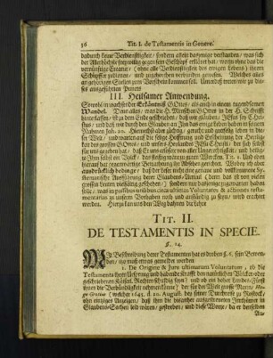 Tit. II. De Testamentis In Specie.