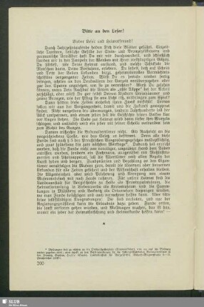 Bitte an den Leser!