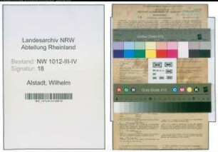 Entnazifizierung Wilhelm Alstadt , geb. 22.03.1887 (Schneidermeister)