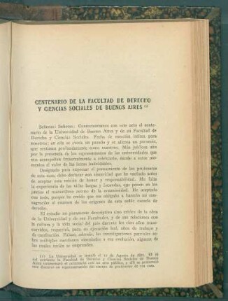 Centenario de la Facultad de Derecho y Ciencias Sociales de Buenos Aires