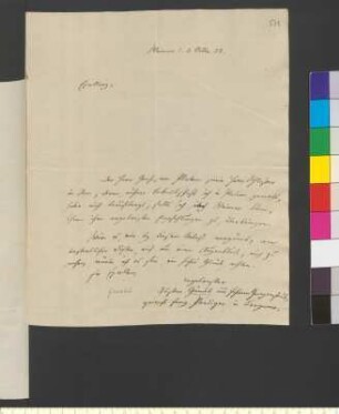 Brief von Gündel, Gustav an Goethe, Johann Wolfgang von