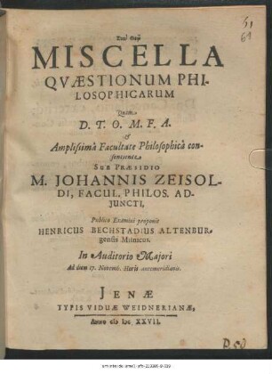 Miscella Quaestionum Philosophicarum