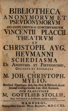 Bibliotheca anonymorum et pseudonimorum. Pars [1]