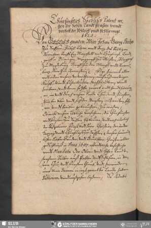 Churfürstlich, Sächsisch Patent wegen der hohen Landtstraßen vnndt verbott der Schleiff vndt Schlipwege, 1623