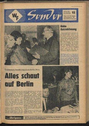 Betriebszeitung 'WF-Sender', Nr.12/1967 (20. März 1967)