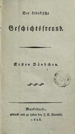 Der fränkische Geschichtsfreund, 1