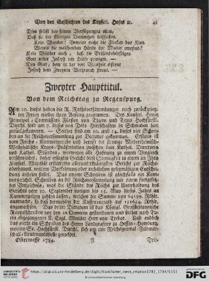 Zweyter Haupttitul. Von dem Reichstag zu Regenspurg