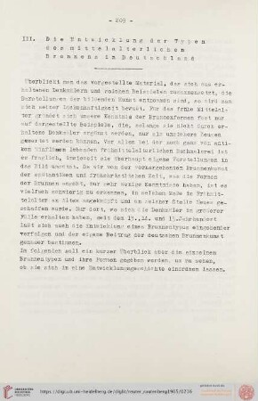 III. Die Entwicklung der Typen des mittelalterlichen Brunnens in Deutschland