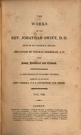 The Works of Jonathan Swift, 8