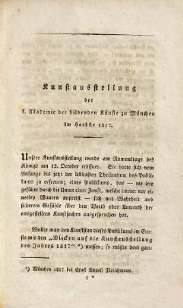 Auch ein Wort über die Kunstausstellung der königlichen Akademie der bildenden Künste zu München