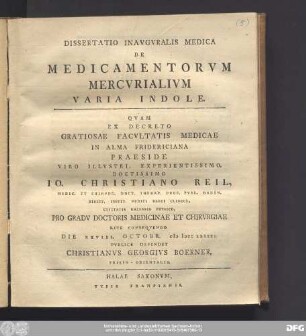 Dissertatio Inavgvralis Medica De Medicamentorvm Mercvrialivm Varia Indole