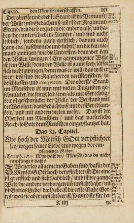 Cap. XI. Wie hoch der Mensch Gott verpflichtet sey, ...