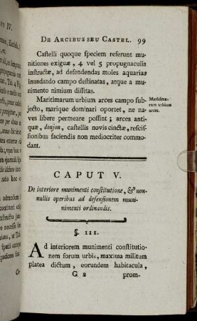 Caput V. De interiore munimenti constitutione, & nonnullis operibus ad defensionem muninimenti ordinandis.