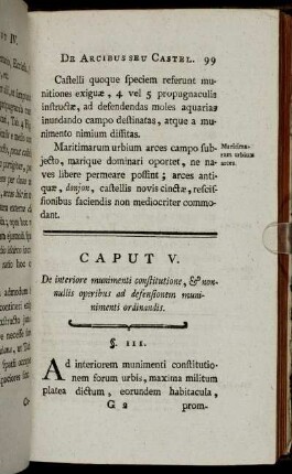 Caput V. De interiore munimenti constitutione, & nonnullis operibus ad defensionem muninimenti ordinandis.