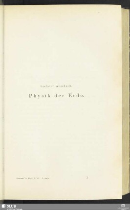 Sechster Abschnitt. Physik der Erde