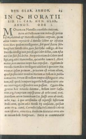In Q. Horatii Lib. II. Car. Hen. Glar. Annot.