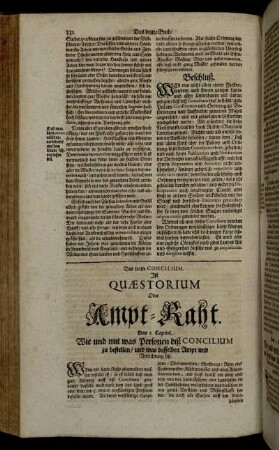 Das dritte Concilium. Ist Quæstorium Oder Ampt-Raht.
