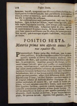 328-335, Positio Sexta. Materia prima non appetit omnes formas aequaliter &c.