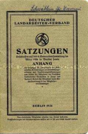 Satzung des Landarbeiter-Verbandes