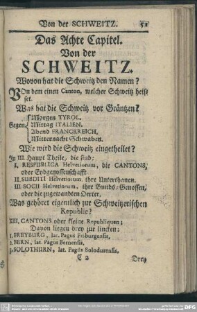 Das Achte Capitel. Von der Schweitz