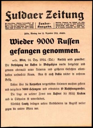 Zweite Ausgabe vom Montag, den 14. Dezember 1914.
