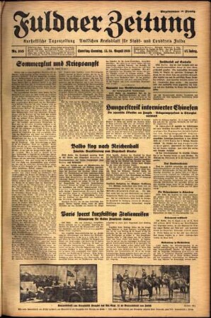 Ausgabe vom Samstag, den 13. August 1938.