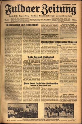 Ausgabe vom Samstag, den 13. August 1938.