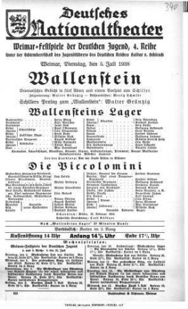 Wallenstein [Wallensteins Lager; Die Piccolomini]