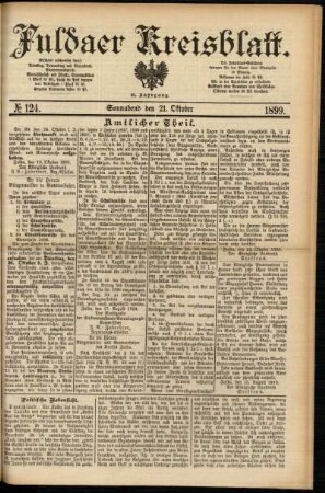 Erste Ausgabe vom Samstag, den 21. Oktober 1899.
