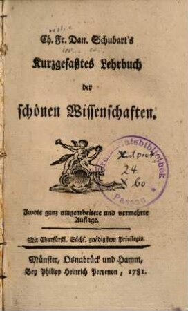 Ch. Fr. Dan. Schubart's Kurzgefaßtes Lehrbuch der schoenen Wissenschaften