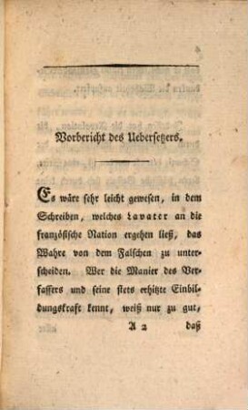 An den Bürger Johann Caspar Lavater Pfarer in Zürich