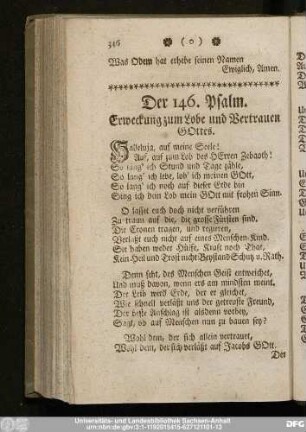 Der 146. Psalm. Erweckung zum Lobe und Vertrauen Gottes.