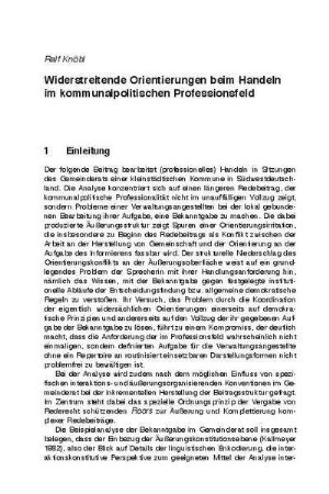 Widerstreitende Orientierungen beim Handeln im kommunalpolitischen Professionsfeld