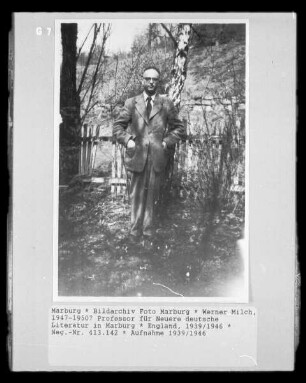 Werner Milch, 1947-1950? Professor für Neuere deutsche Literatur in Marburg