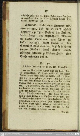 Nr. 17. Fräulein Rudenschöld an G. M. Armfeldt