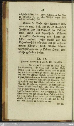 Nr. 17. Fräulein Rudenschöld an G. M. Armfeldt
